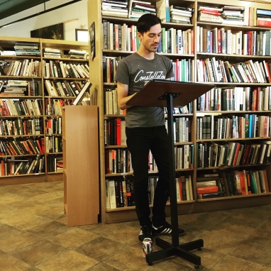 Tyler McAndrew reading at East End Book Exchange. His poetry is featured in Issue 9
